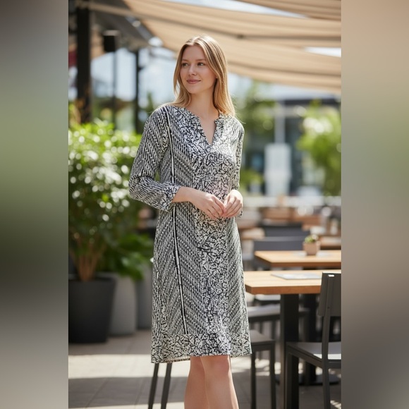Soft Surroundings Dresses & Skirts - SOLD***SOFT SURROUNDINGS unique blk/wh pattern dress, slim silhouette, L